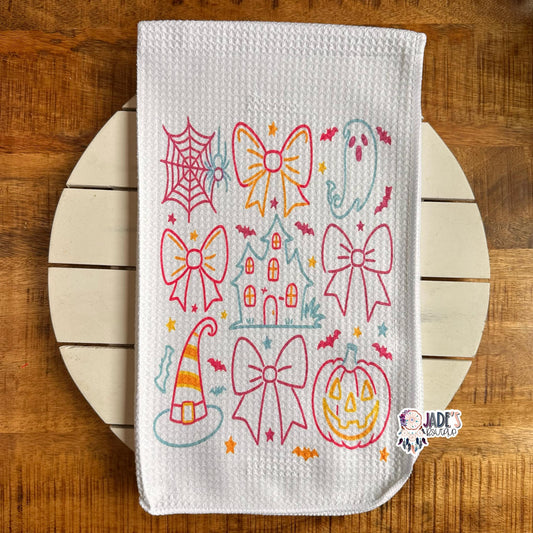 Neon Spooky Tea Towel