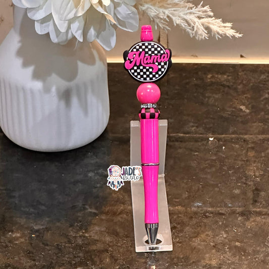 Mama Hot Pink Checkered Pen