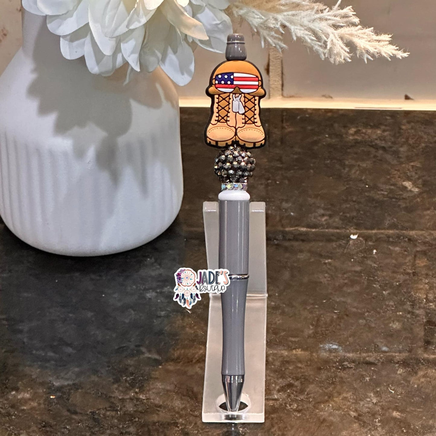 Tan Americana Boots Bling Pen
