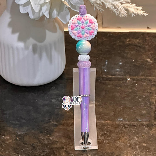 Heart Mandala Purple Pen