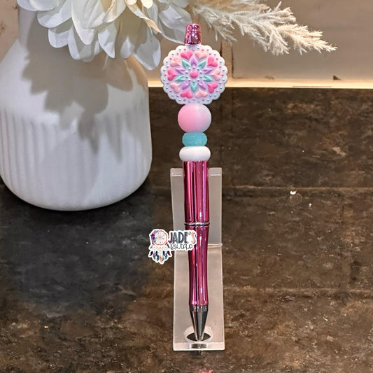 Heart Mandala Cotton Candy Swirl Pen