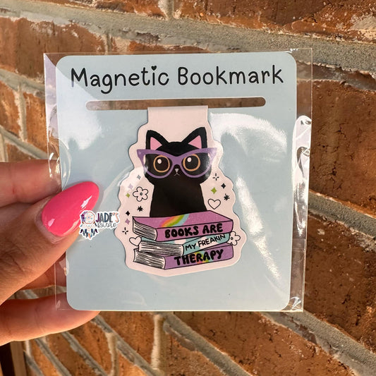 Books Are My Freakin Therapy Magnetic Bookmark