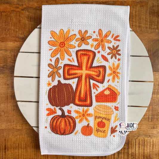 Pumpkin Spice Cross Tea Towel