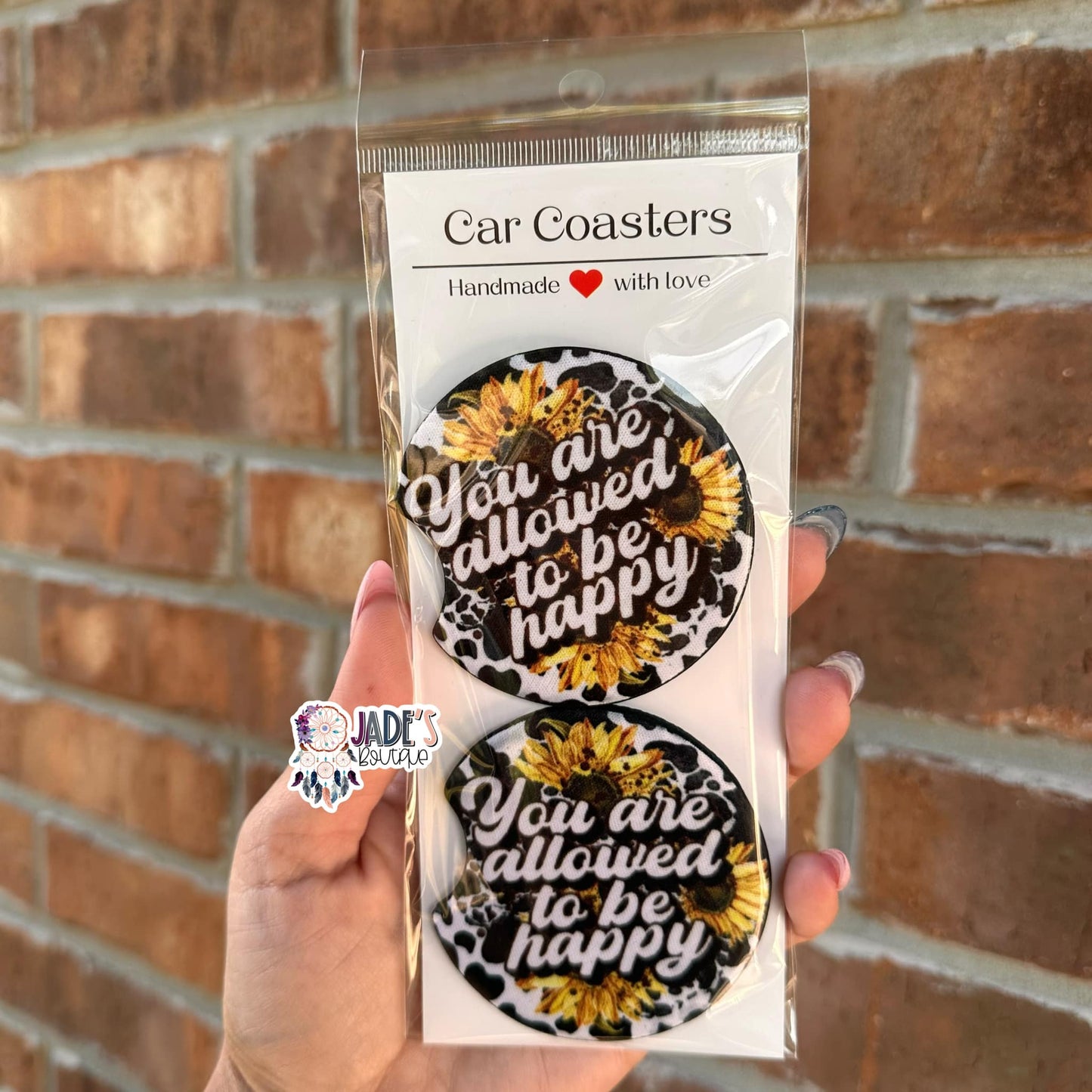 You are allowed to be Happy Car Coasters
