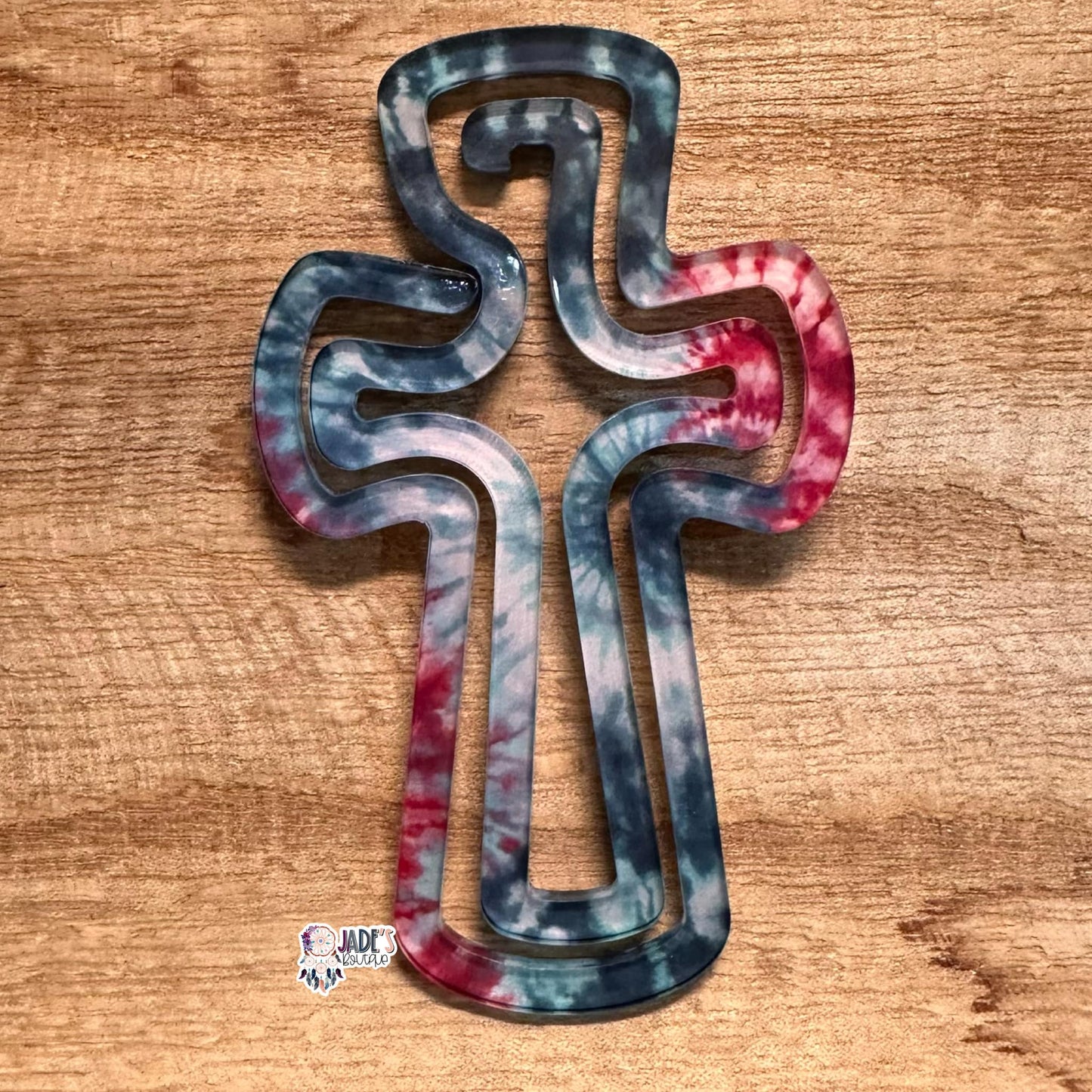Pink & Green Tie Dye Cross Paper Clip