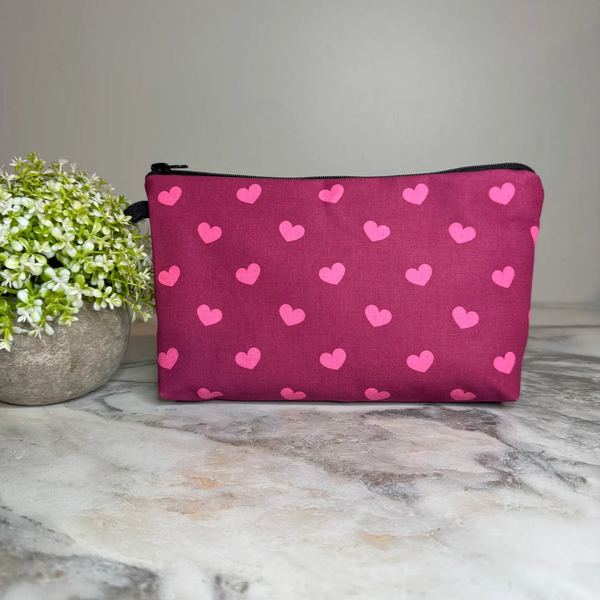 Heart, Maroon Dark Pink Pouch
