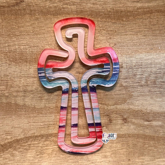 Pink Ocean Sunrise Jumbo Cross Clip