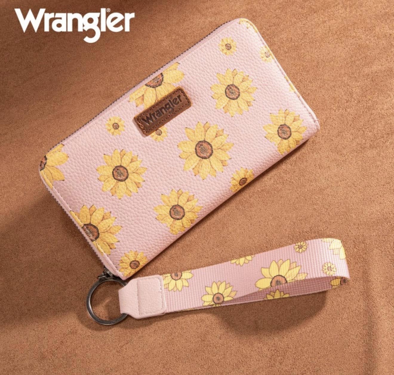 Wrangler Sunflower Print PU Leather Wallet/Wristlet - Pink