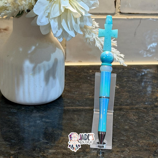 Blue Glitter Cross Pen