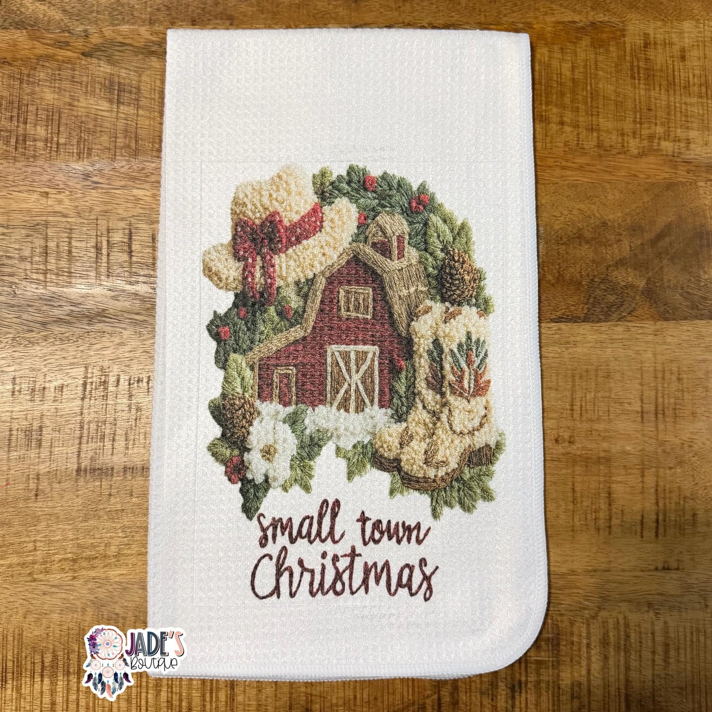 Small Town Christmas Tea Towel