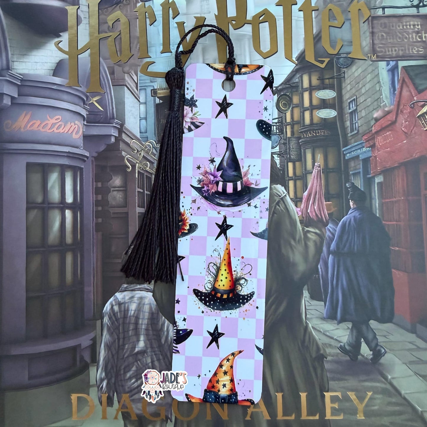 Checkered Witches Hat Bookmark