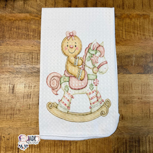 Gingerbread Rocking Horse Tea Towel