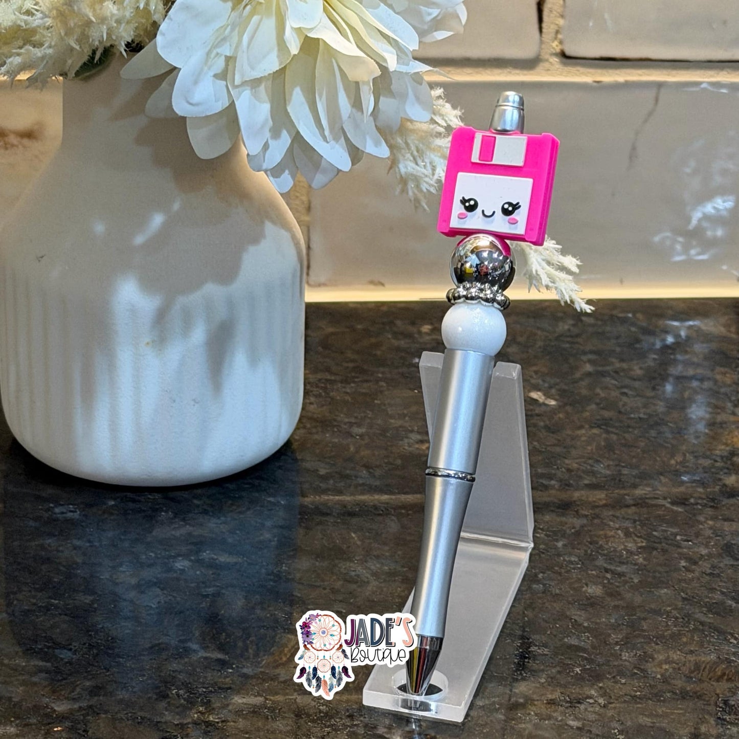 3D Floppy Disk Pink Pen