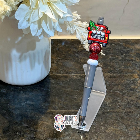 Merry Christmas Gnome Truck Pen - Grey