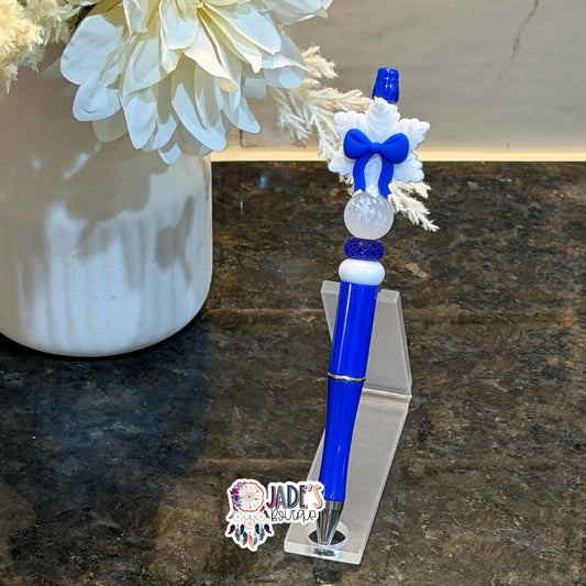 Snowflake Blue Bow Pen