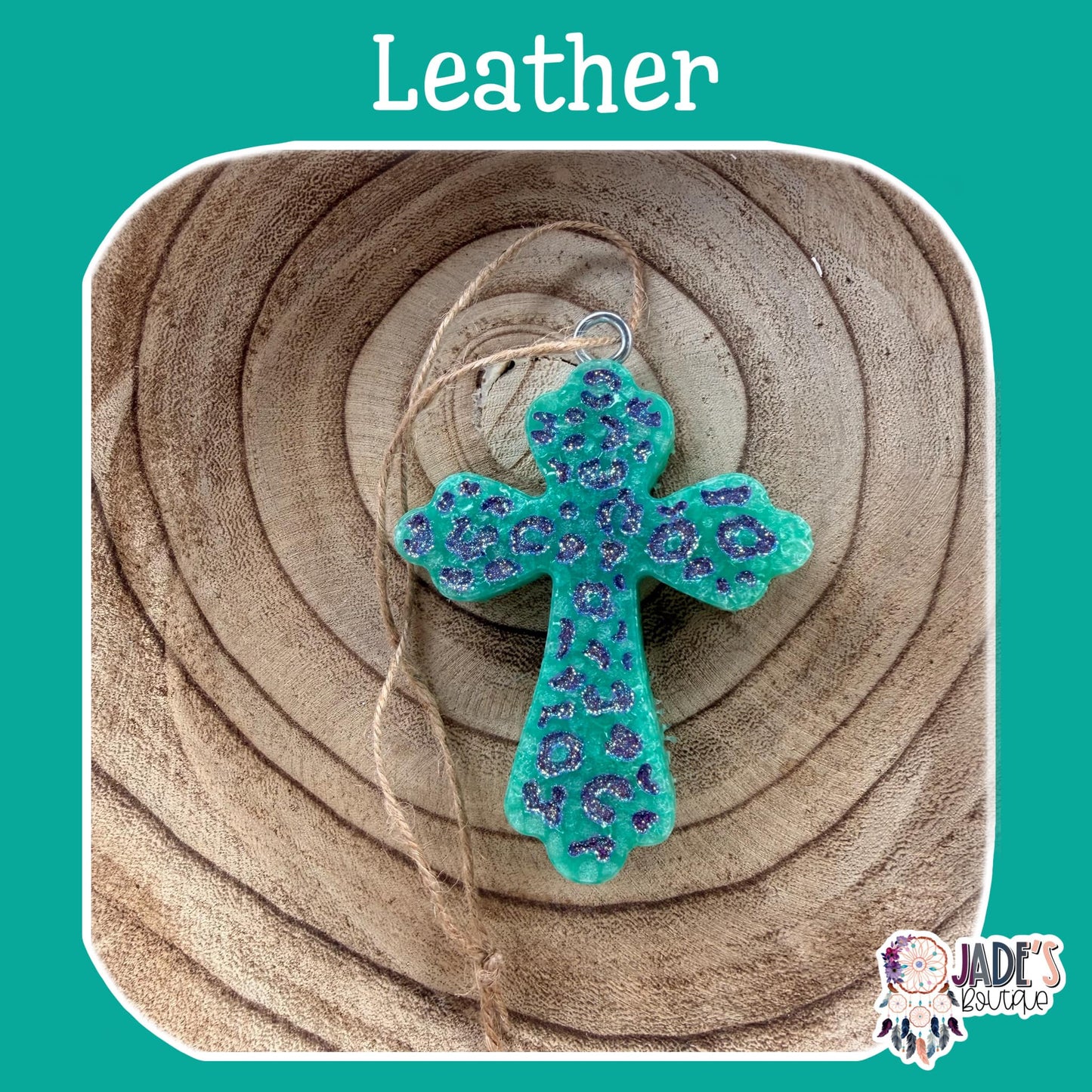 Turquoise Leopard Cross - Leather