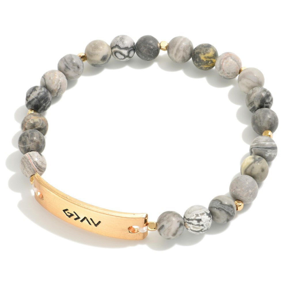 God is Greater Than the Highs and Lows Stretch Bracelet - Grey