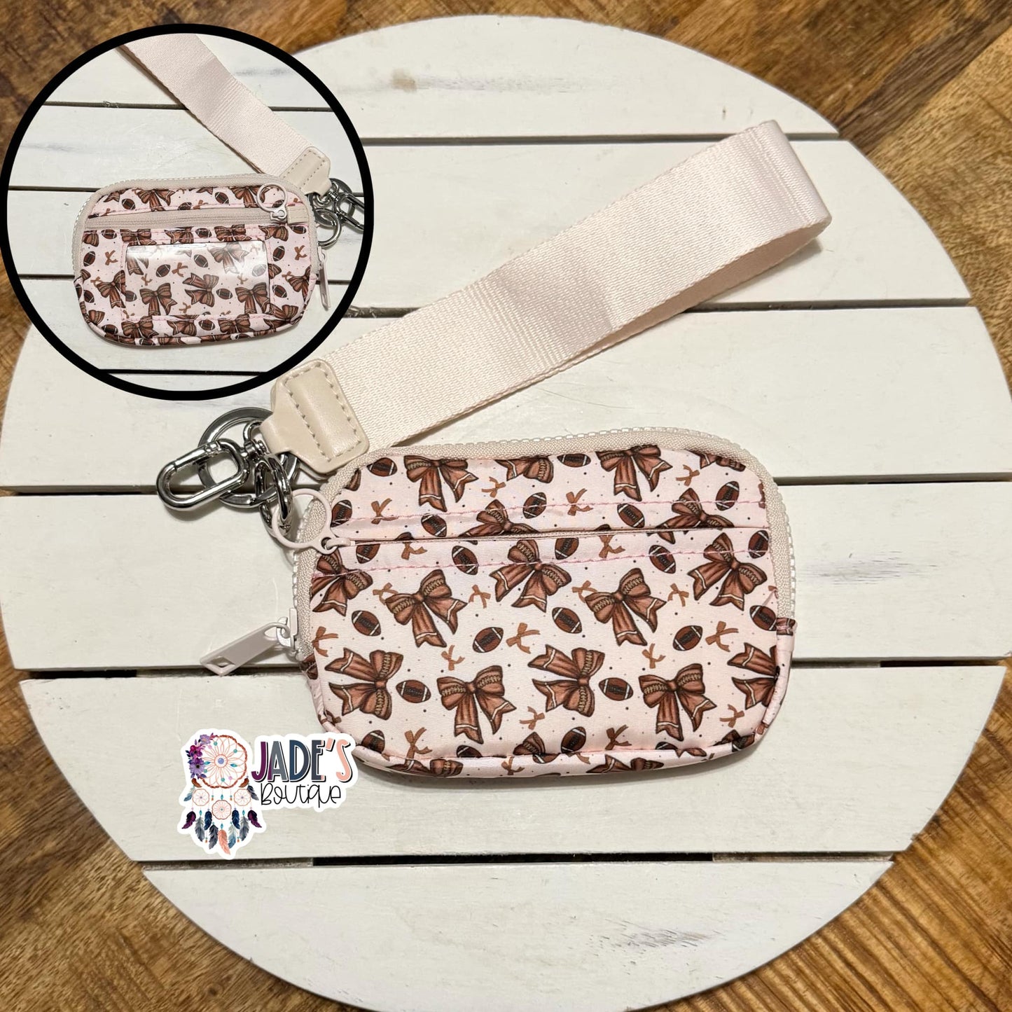 Football Bows Wristlet Wallet