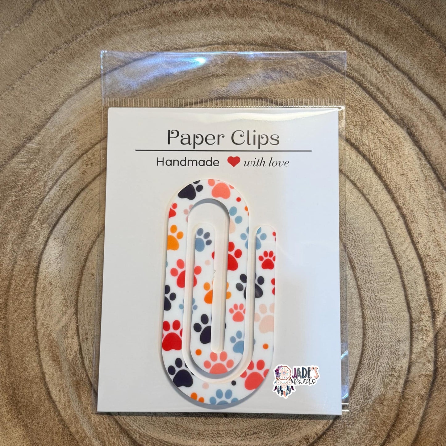 Multi Color Paw Jumbo Paper Clip - Black/Blue/Red/Pink/Orange