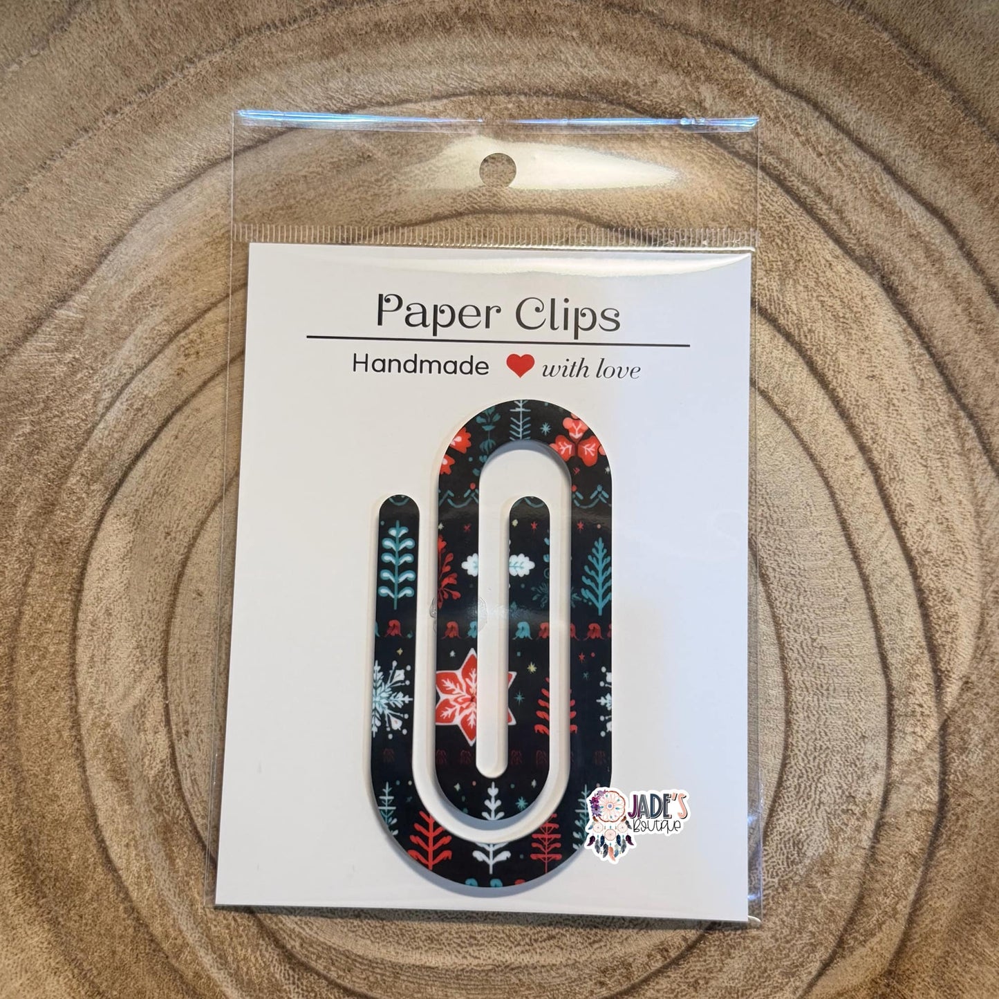 Winter Isle Jumbo Paper Clip - Teal/Red
