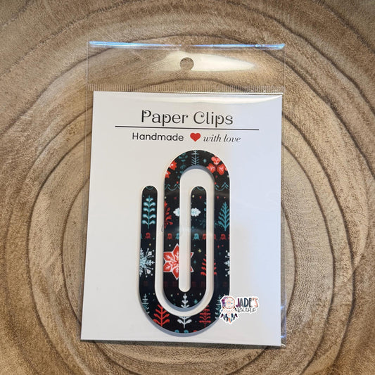 Winter Isle Jumbo Paper Clip - Teal/Red