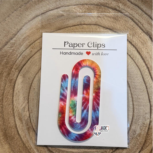 Colorful Glitter Tie Dye Jumbo Paper Clip