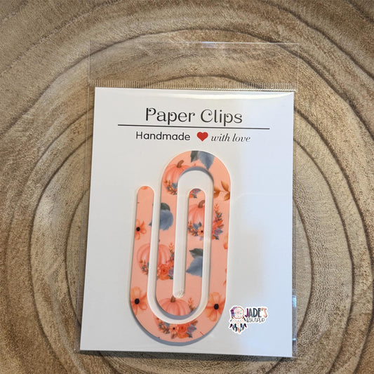 Pumpkin Peach Floral Jumbo Paper Clip