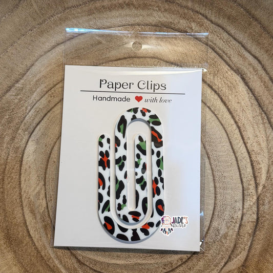 Red & Green Leopard Jumbo Paper Clip