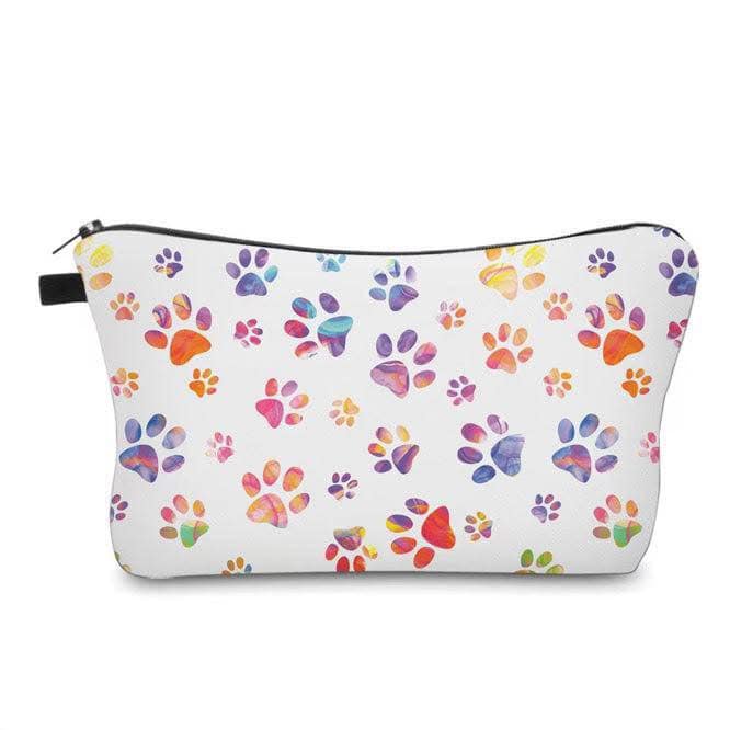 Colorful Paw Print Pouch - White
