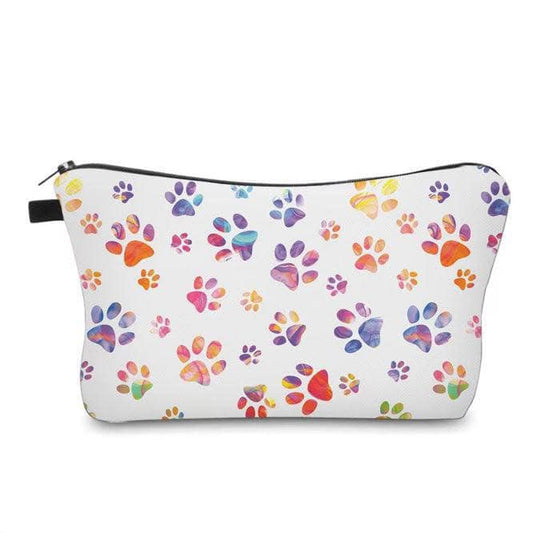 Colorful Paw Print Pouch - White