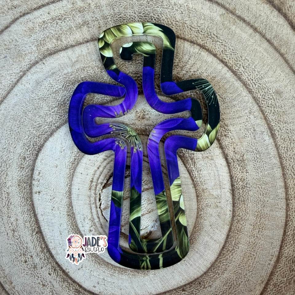 Purple/Gold Floral Cross Jumbo Paper Clip