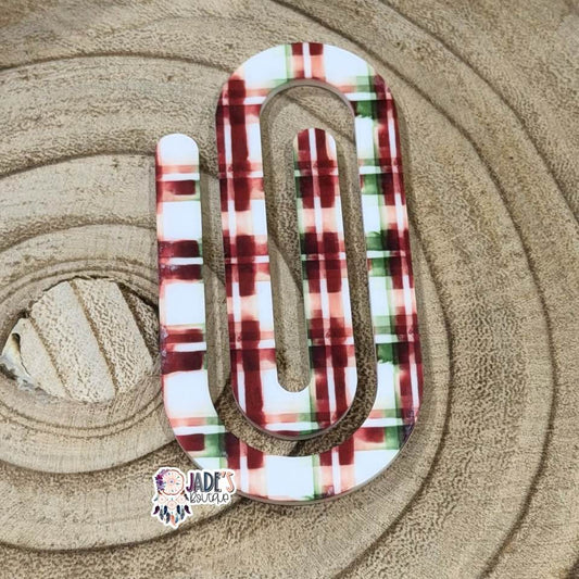 Red/Green Grid Plaid Jumbo Paper Clip
