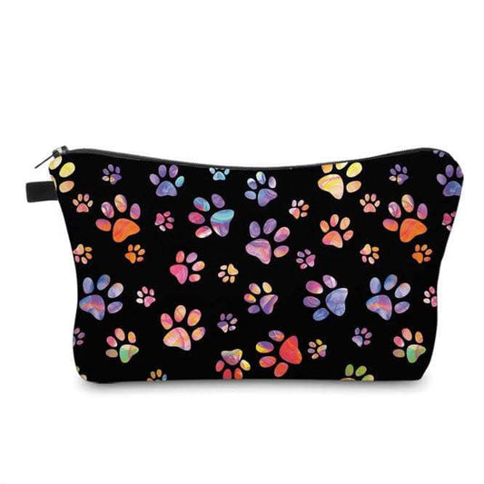 Colorful Paw Print Pouch - Black