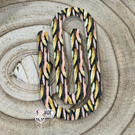 Pink/Gold Feathers Jumbo Paper Clip