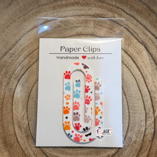 Multi Color Paw Jumbo Clip - Orange/Red/Aqua/Beige