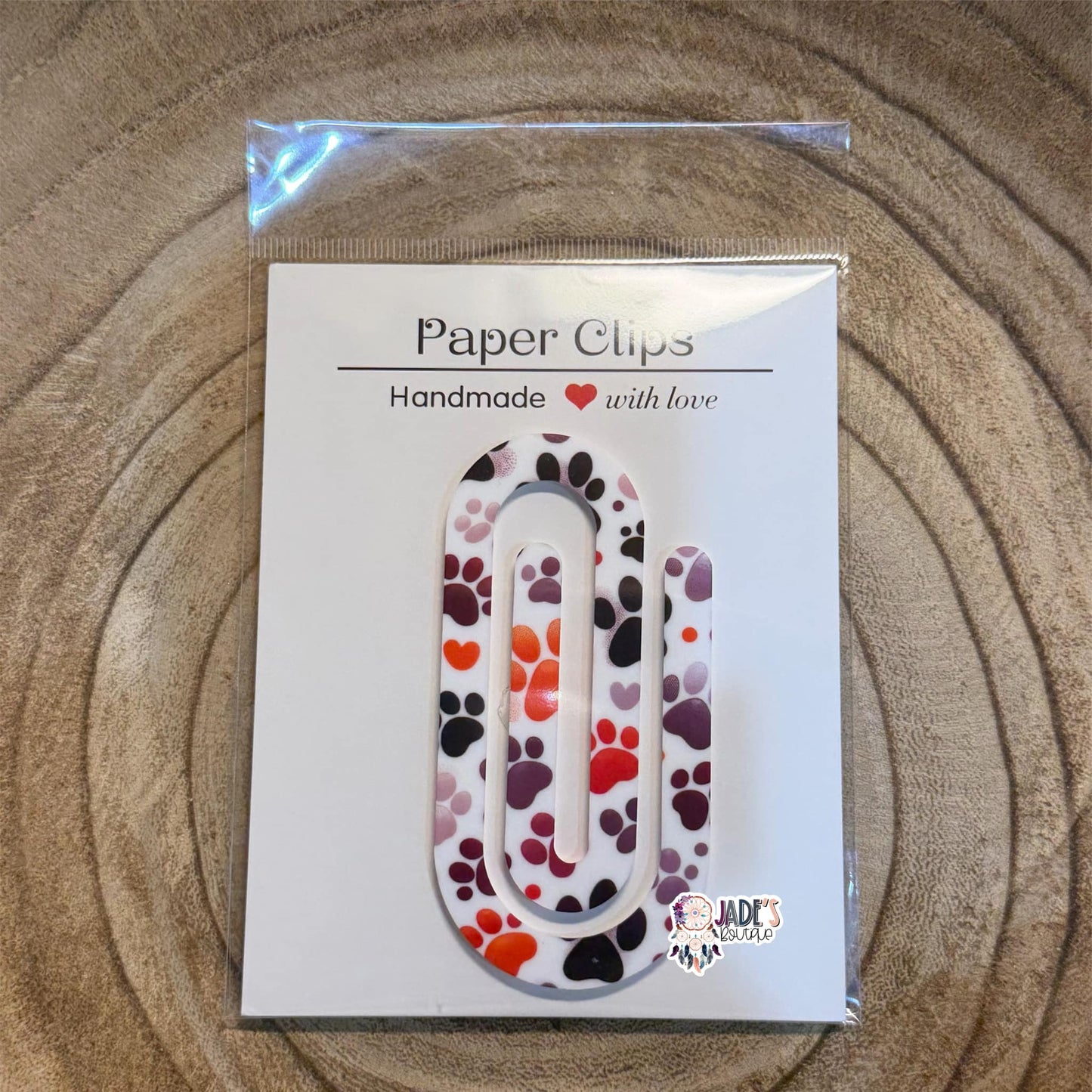 Multi Color Paw Jumbo Paper Clip - Black/Purple/Orange