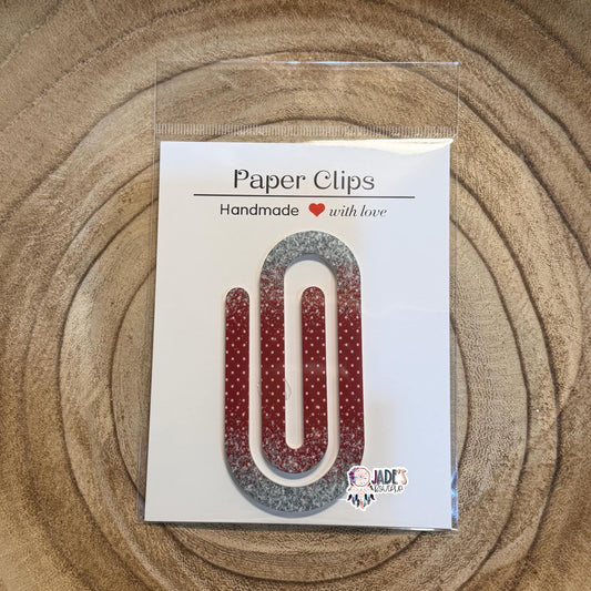 Silver Glitter Red Dots Jumbo Paper Clip