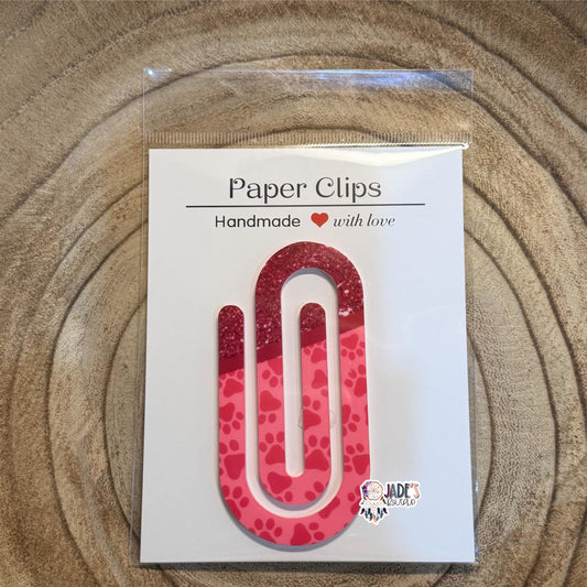 Pink Paw Glitter Jumbo Paper Clip