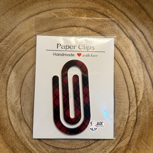 Red Plaid Jumbo Paper Clip