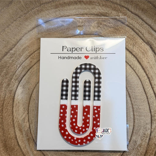Buffalo Plaid & Red Dots Jumbo Paper Clip
