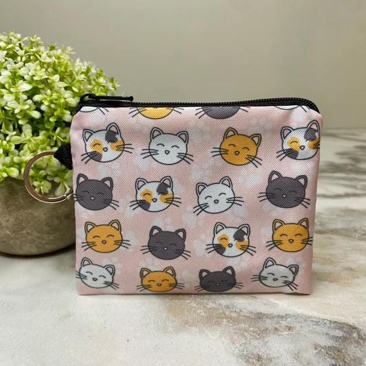 Multi Color Cat Coin Pouch - Pink