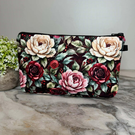 Burgundy Floral Pouch