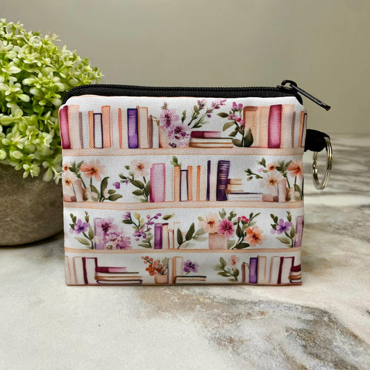 Floral Bookshelf Coin Pouch
