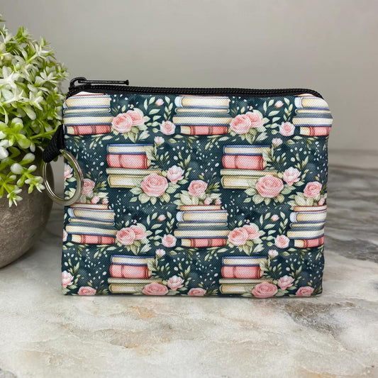 Teal Floral Book Coin Pouch
