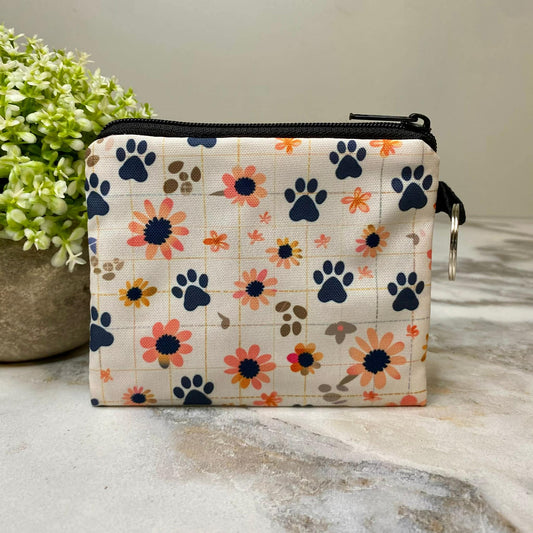 Checkered Sunflower Paw Coin Pouch
