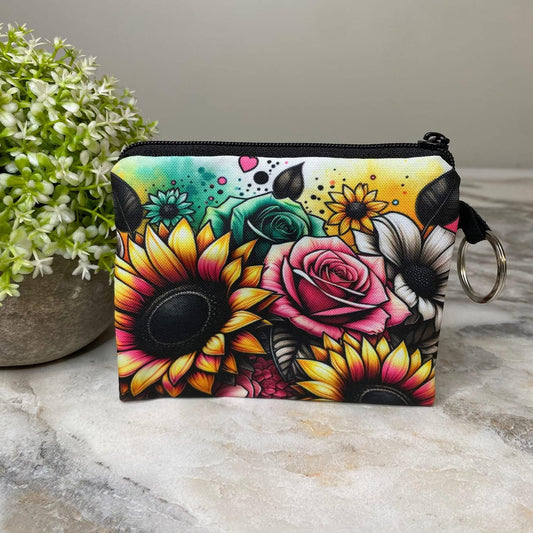 Bold Sunflower Roses Coin Pouch