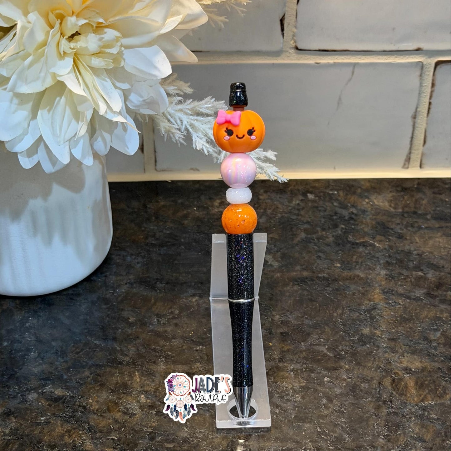 3D Pumpkin Pink Bow Pen