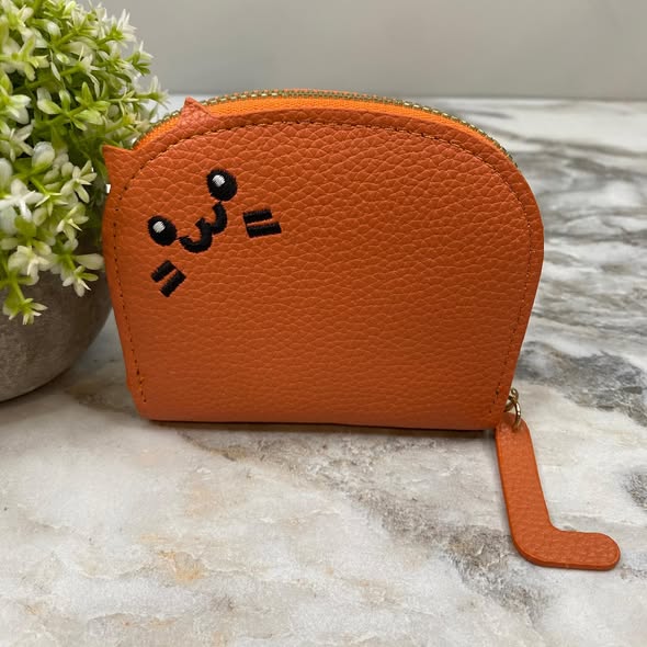Orange Cat Card Holder Wallet