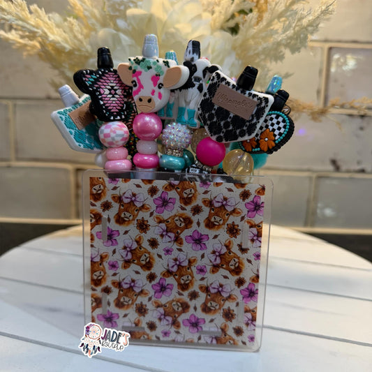 Highland Cow Purple/Pink Acrylic Pen Box