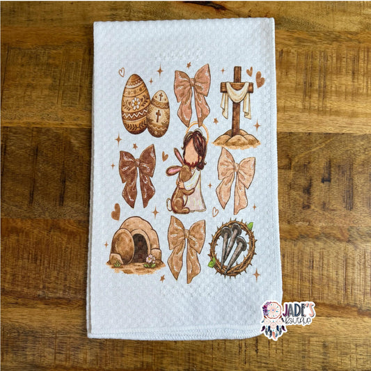 Bow He Is Risen Tea Towel